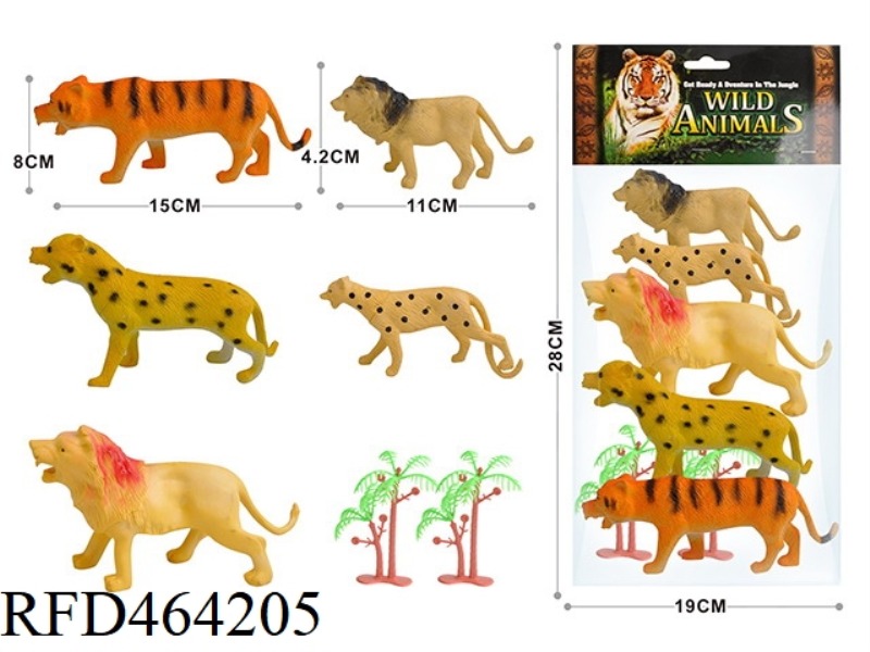 7PCS WILD ANIMAL SET 3 6-INCH WILD ANIMALS +2 4.5-INCH WILD ANIMALS +2 TREES