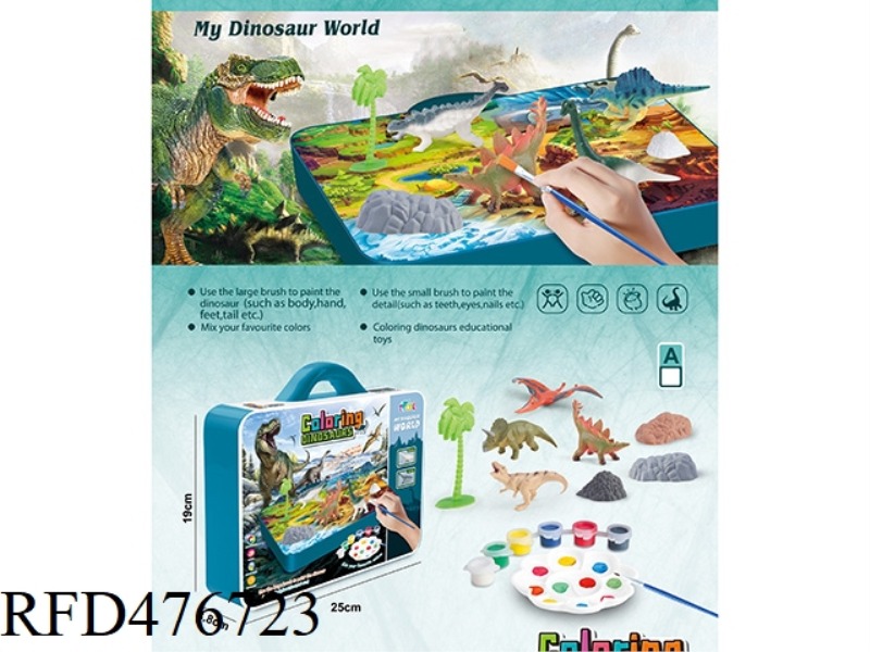 <DINOSAUR WORLD COLOR PAINTING SERIES> DIY COLORING A TYPE OF 4 DINOSAURS IN A SUITCASE
