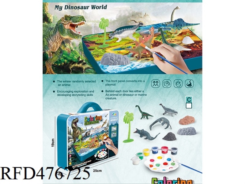 <DINOSAUR WORLD COLOR PAINTING SERIES> DIY COLORING C SECTION OF 4 DINOSAURS IN SUITCASE