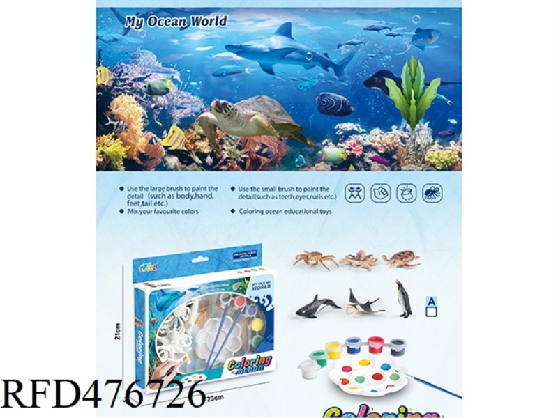<OCEAN WORLD COLOR PAINTING SERIES> DIY COLORING OF 6 SEA ANIMALS IN WINDOW BOX A SECTION