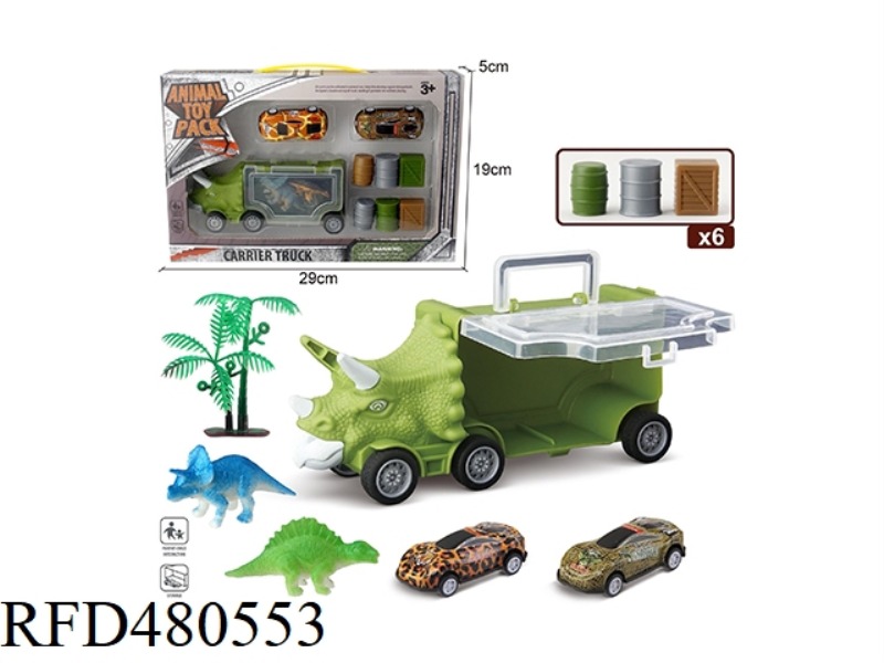 SMALL TRICERATOPS STORAGE CART + 2 IRON SHEETS + 2 DINOSAURS + 1 TREE + 6 TABLETS