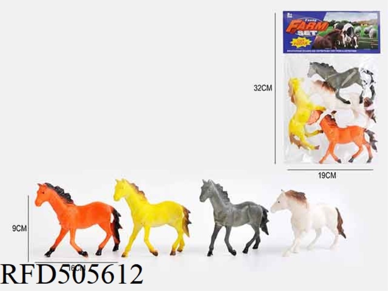 4 6.5-INCH PVC HORSE FARM ANIMAL SET