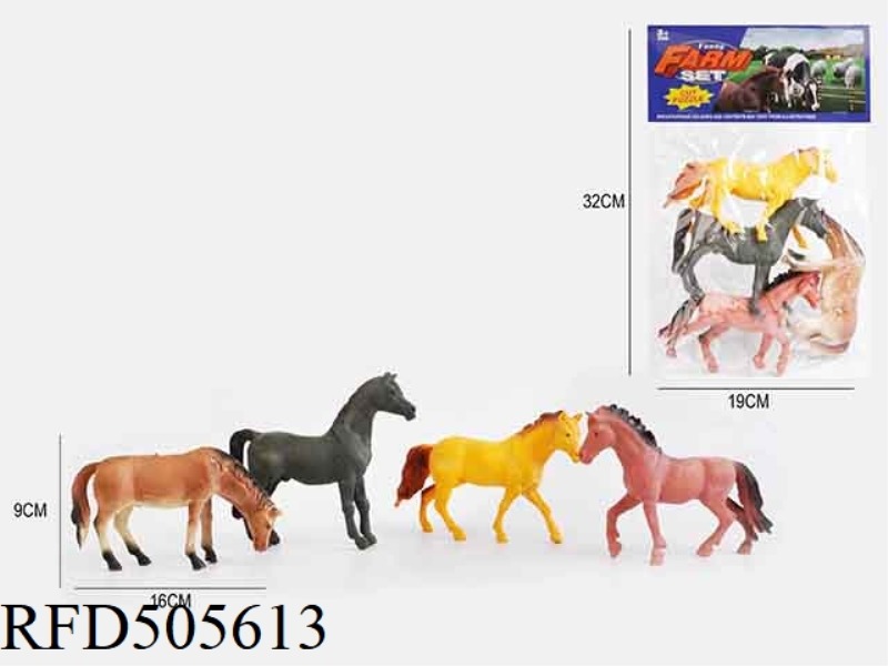 4 6.5-INCH PVC HORSE FARM ANIMAL SET