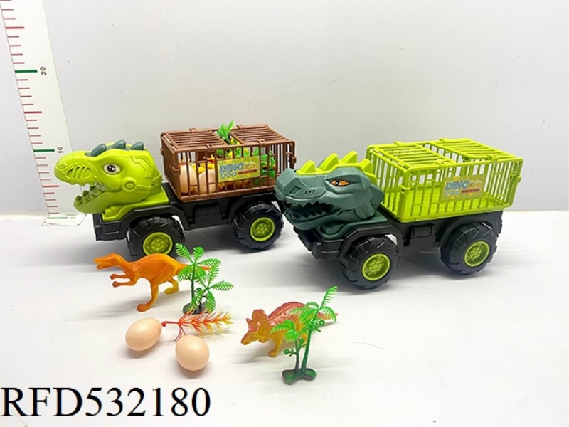 DINOSAUR ENGINEERING CAR WITH 2 DINOSAURS, 2 EGGS AND 3 TREES