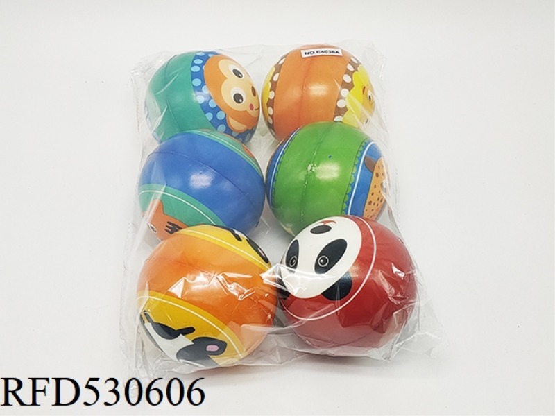 6 PU BALLS WITH MORE THAN 10CM ANIMAL HEADS