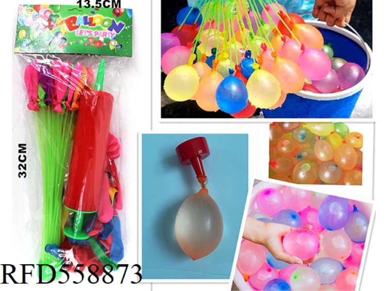 68 WATER BALLOONS + A FUNNEL AND 1 PUMP
