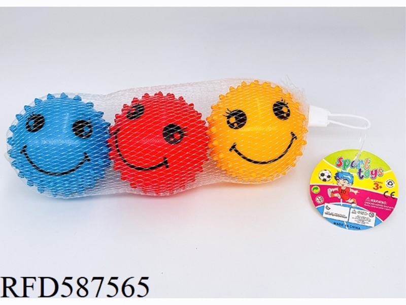 3-INCH MASSAGE SMILING FACE BALL THREE-PACK