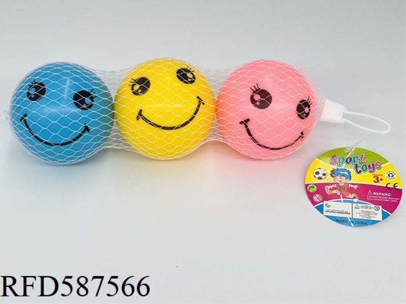 3-INCH HAPPY SMILING FACE BALL THREE-PACK