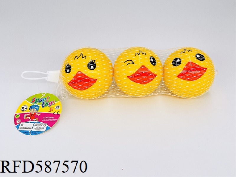 3-INCH YELLOW DUCK EXPRESSION BALL THREE-PACK