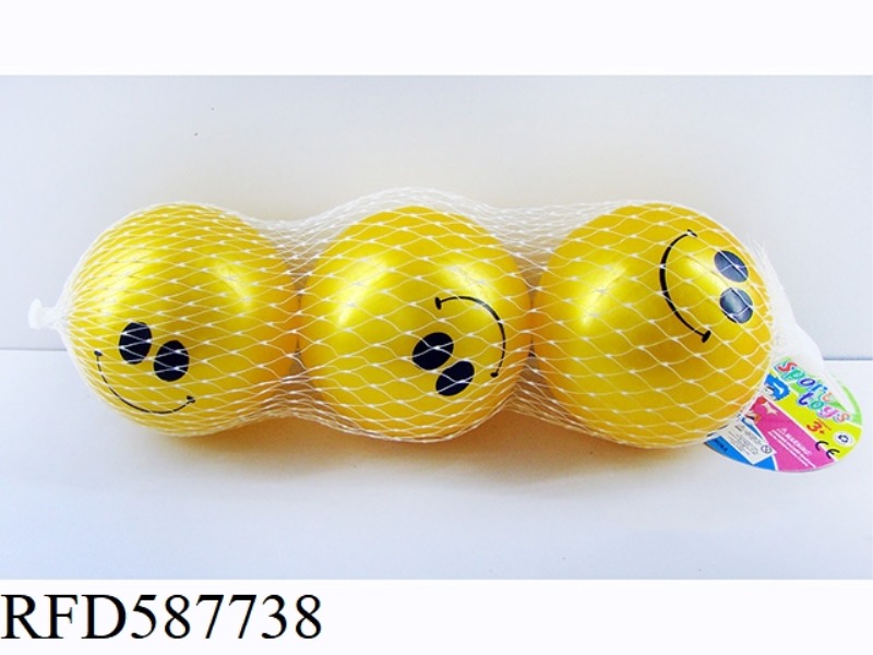 3 INCH YELLOW SMILEY FACE BALL