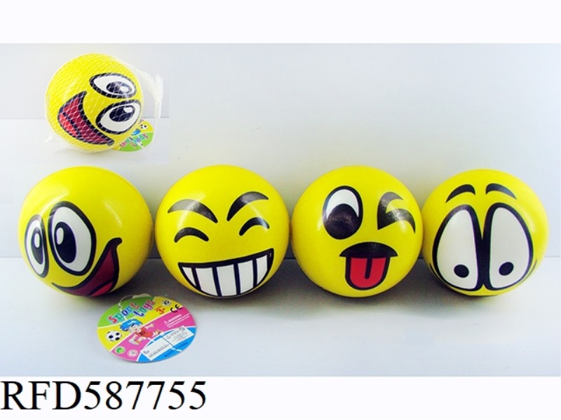 10CMPU YELLOW SMILEY FACE EXPRESSION BALL