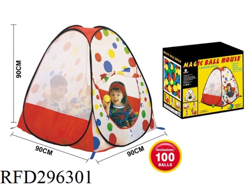 CHILDREN'S TENT GAME HOUSE WITH 100 OCEAN BALLS