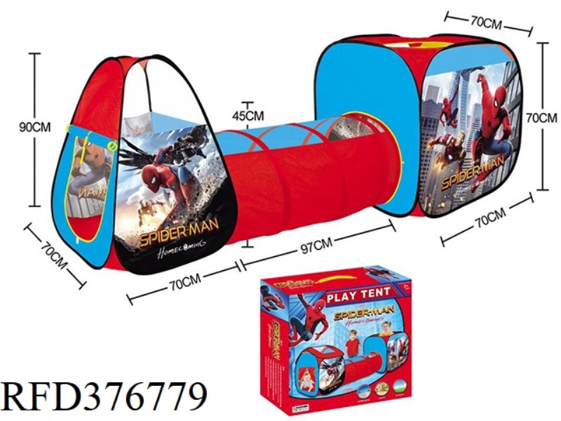 THREE-IN-ONE SPIDERMAN TENT FITTED TUNNEL CLIMBING GAME HOUSE
