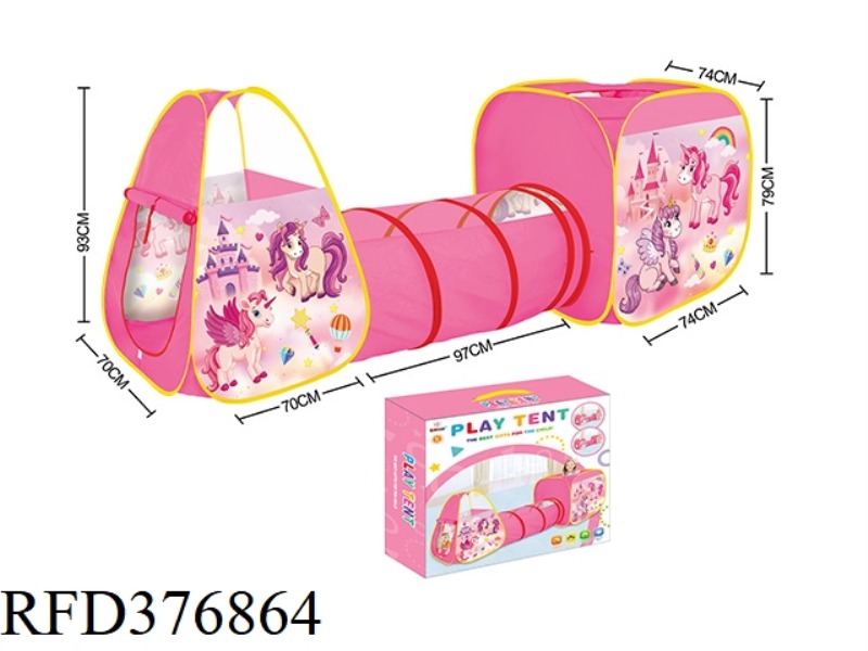 THREE-IN-ONE CARTOON UNICORN TENT COMBINED TUNNEL CLIMBING GAME HOUSE