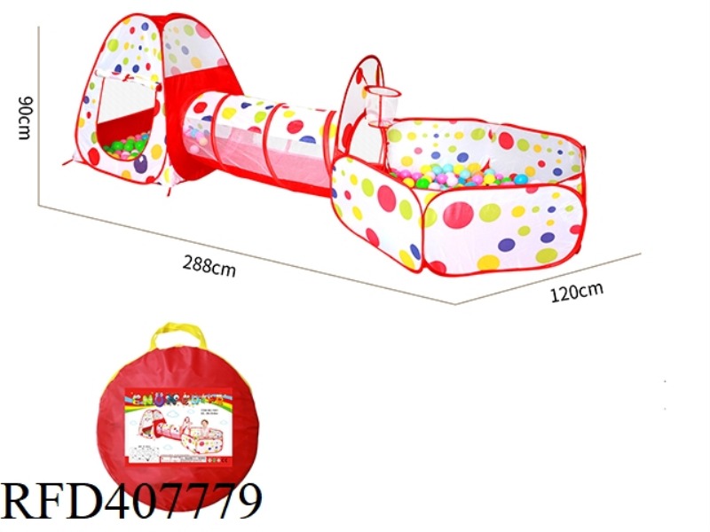 THREE-IN-ONE TENT WITH RED POLKA DOTS