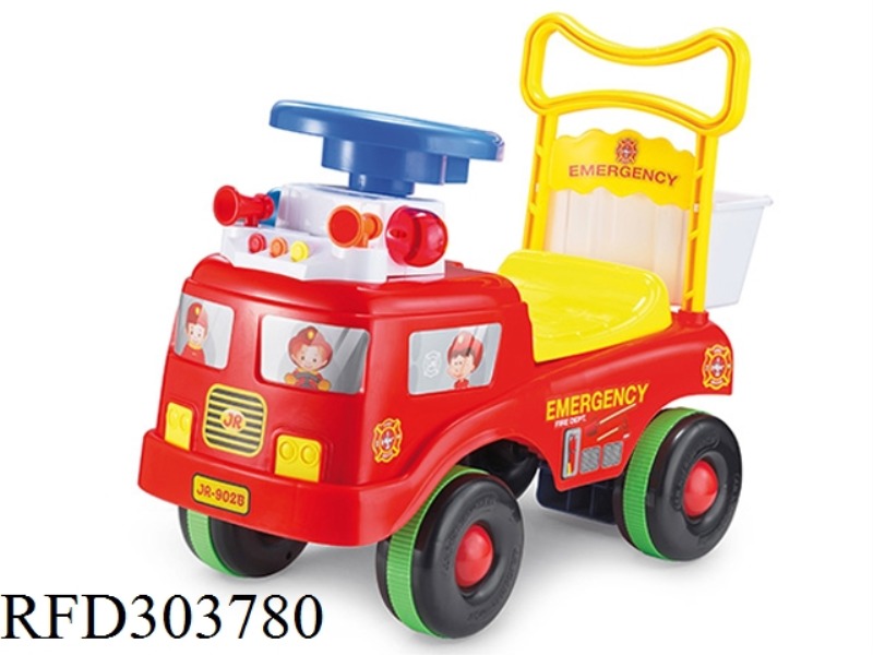 RED FIRE ENGINE BABY SLIDE WALKER WITH MUSIC
