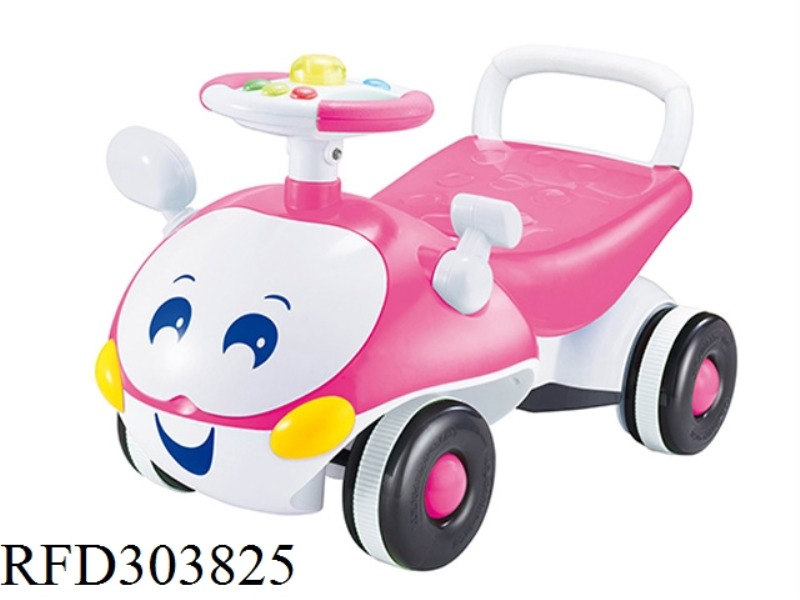 PINK BEETLE BABY SLIDE WALKER WITH LIGHT AND MUSIC