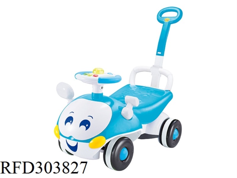 BLUE BEETLE BABY SLIDE WALKER WITH LIGHT AND MUSIC+PUSH AND PULL