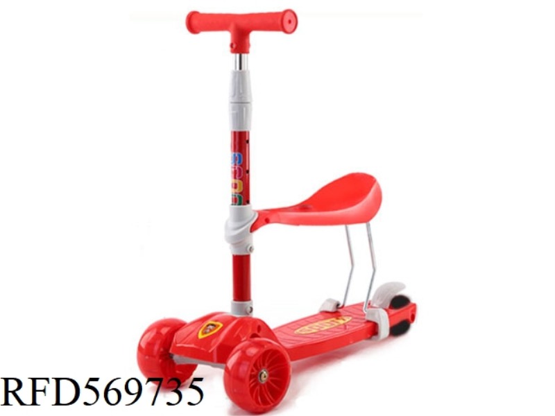 4CM PVC WITH ADJUSTABLE HEIGHT FOLDING SCOOTER WITH WHEELS - MUSIC MODEL