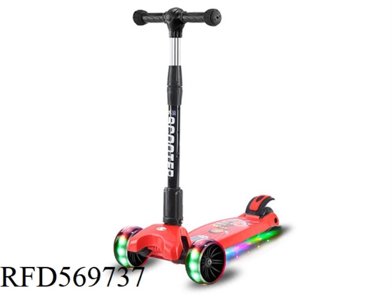 PU HUMMER WHEEL ADJUSTABLE FOLDING SCOOTER - WITH MUSIC