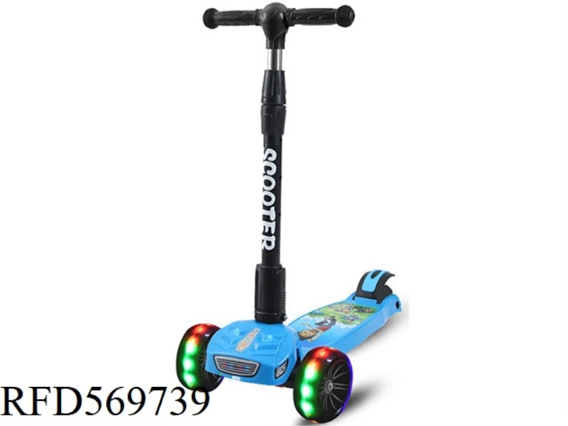 PU HUMMER WHEEL ADJUSTABLE FOLDING SCOOTER - WITH MUSIC