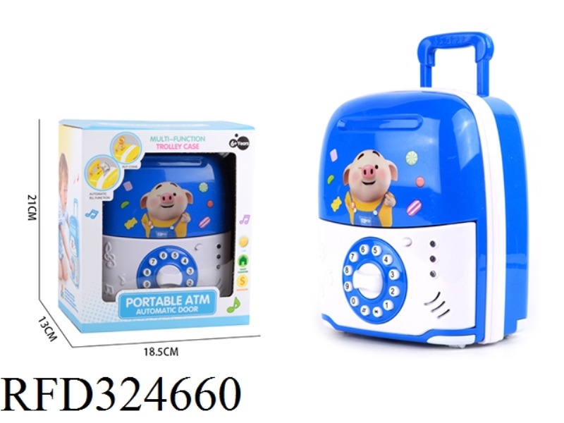 PULL ROR OPENS AUTOMATIC PIGGY BANK BLUE