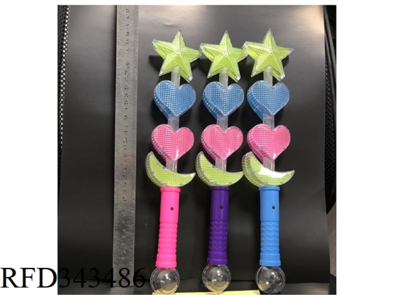 REAL COLOR FLASHING FIVE-POINTED HEART MOON
LIGHT ROD