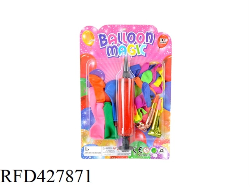 INFLATOR WITH 6 5-INCH BALLS + 20 NO. 3 BALLOONS + 2 BLOWING DRAGONS