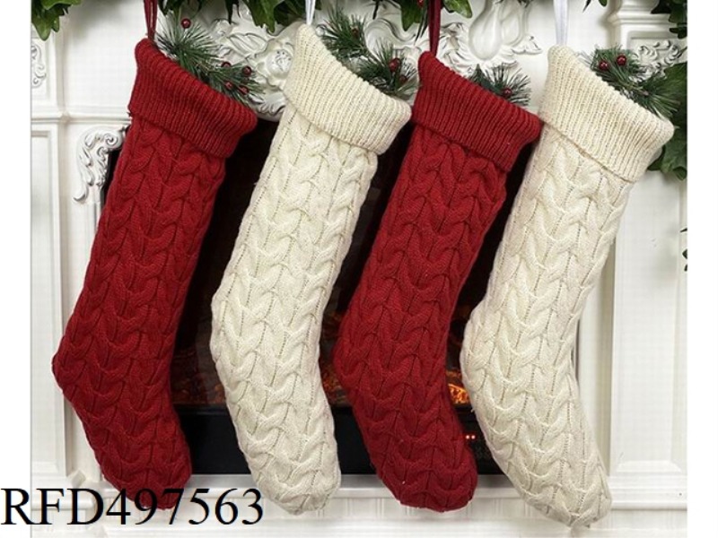 RED AND WHITE WOOL SOCKS
