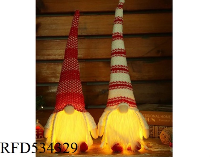 GLOWING RED AND WHITE STRIPED KNITTED WHITE DOLL