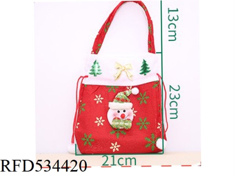 RED AND GREEN TOTE RED SNOWMAN