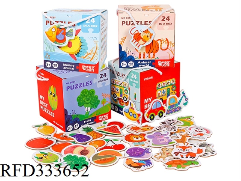 PUZZLE MATCHING CARDBOARD PUZZLES (ANIMALS, OCEANS, FRUITS, TRANSPORTATION)