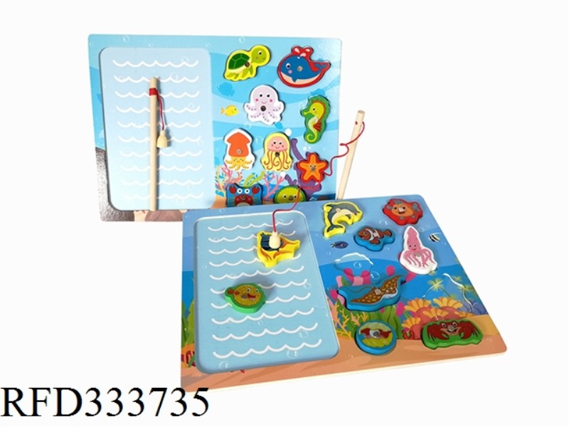 WOODEN TWO-IN-ONE FISHING MATCHING BOARD (2 TYPES ASSORTED)