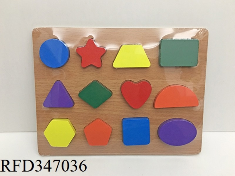 WOODEN THREE-DIMENSIONAL SHAPE RECOGNITION PUZZLE