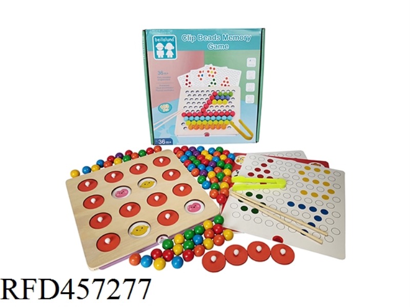 WOODEN BEAD MEMORY CHESS 2 IN 1