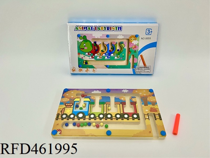 WOODEN TRAIN MAGNETIC ROLLING BEAD MAZE