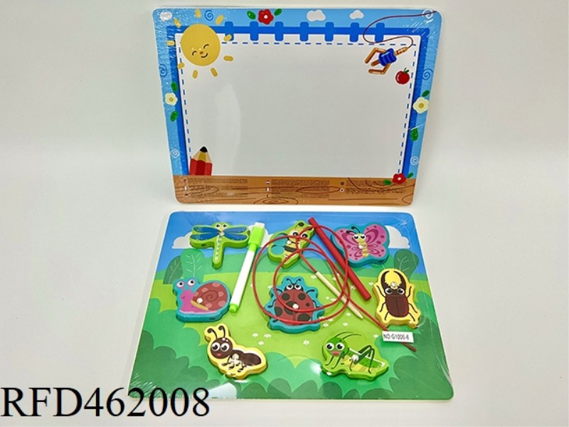 WOODEN MAGNETIC ROPE THREADING INSECT DOUBLE-SIDED DRAWING BOARD