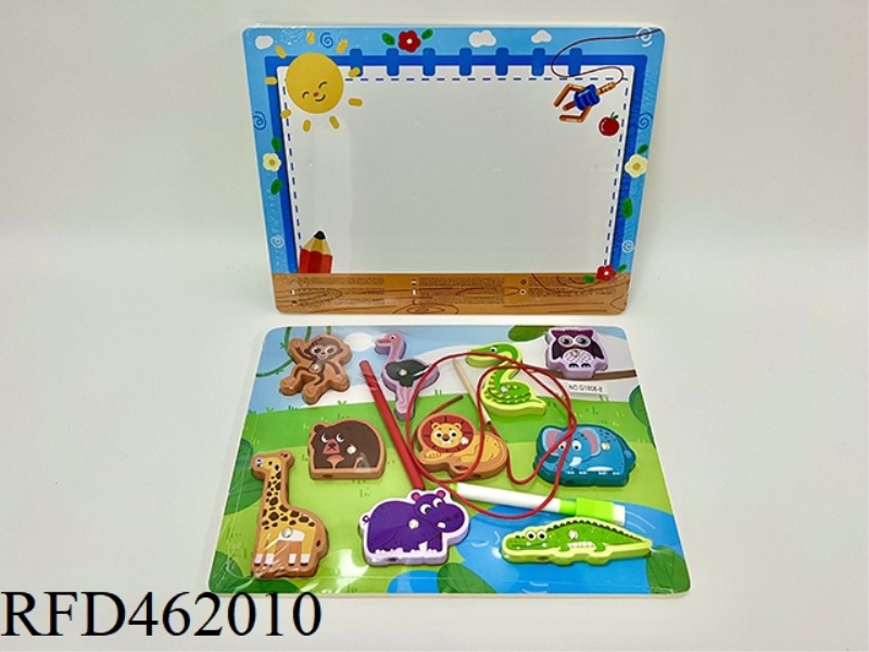 WOODEN MAGNETIC ROPE DRAWING BOARD FOR FOREST ANIMALS