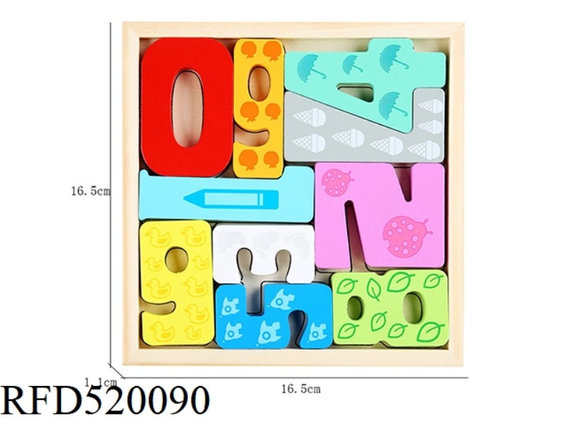 WOODEN JIGSAW PUZZLE BOARD WITH NUMBER SYMBOLS
