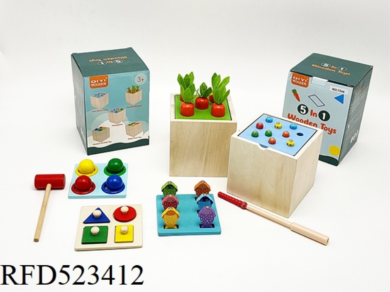 WOODEN 5 IN 1 PERCUSSION BOX
