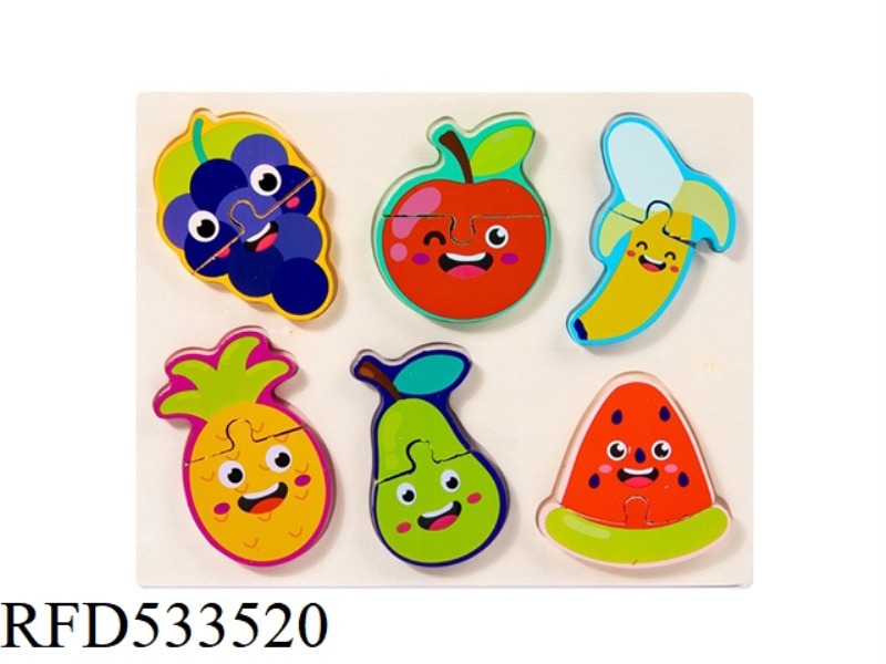 WOODEN FRUIT MATCHING STEREO PUZZLE
