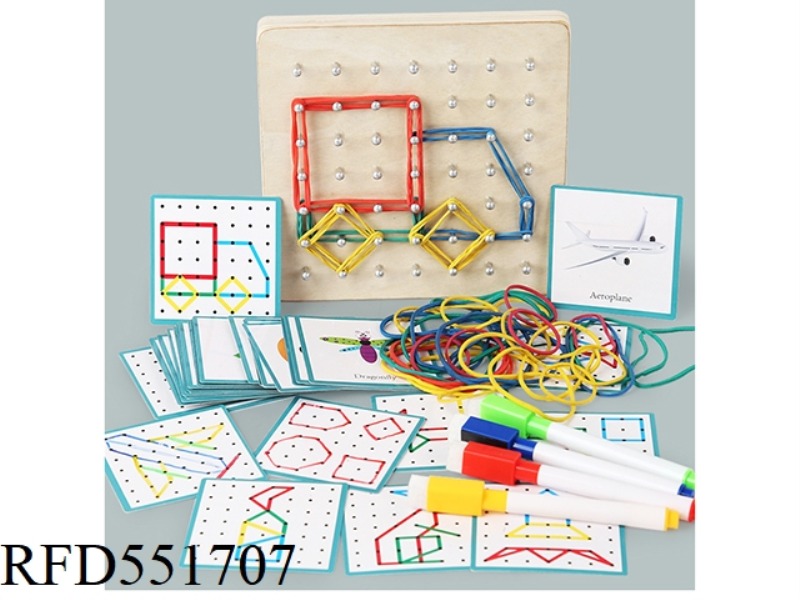 WOODEN RUBBER BAND PEGBOARD PUZZLE