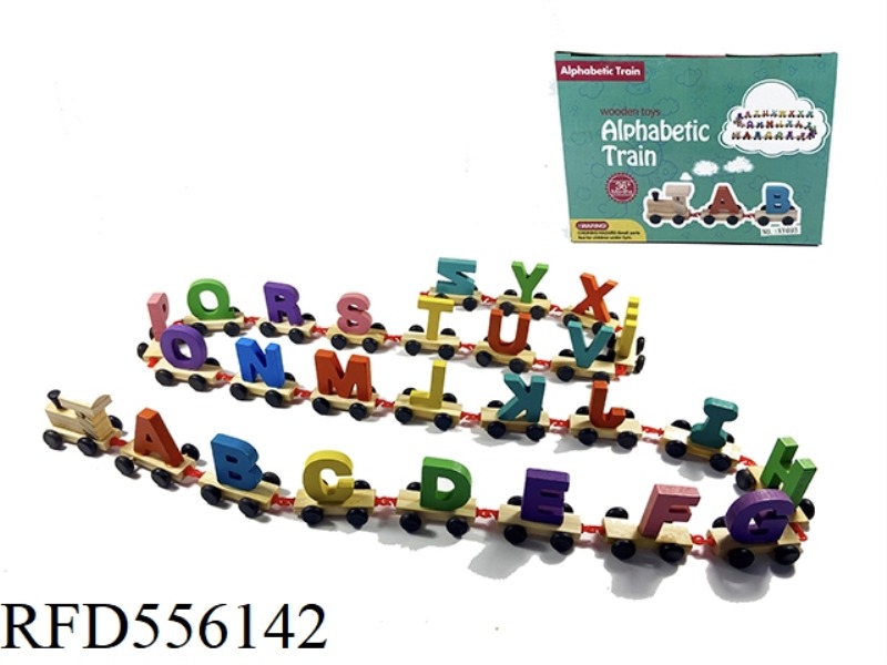 SMALL WOODEN TRAIN WITH CAPITAL LETTERS