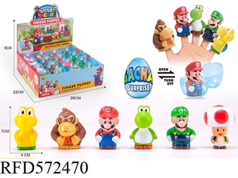 MARIO FINGER DOLL 16 TWISTED EGGS (6 MIXED)