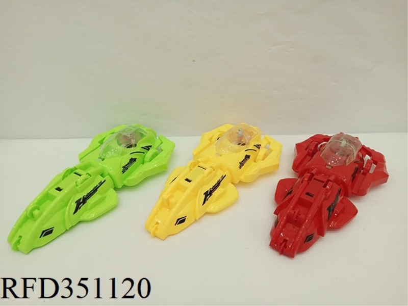 PULL WIRE LIGHT DEFORMATION CAR WITH SLIDING (THREE-COLOR MIXED)