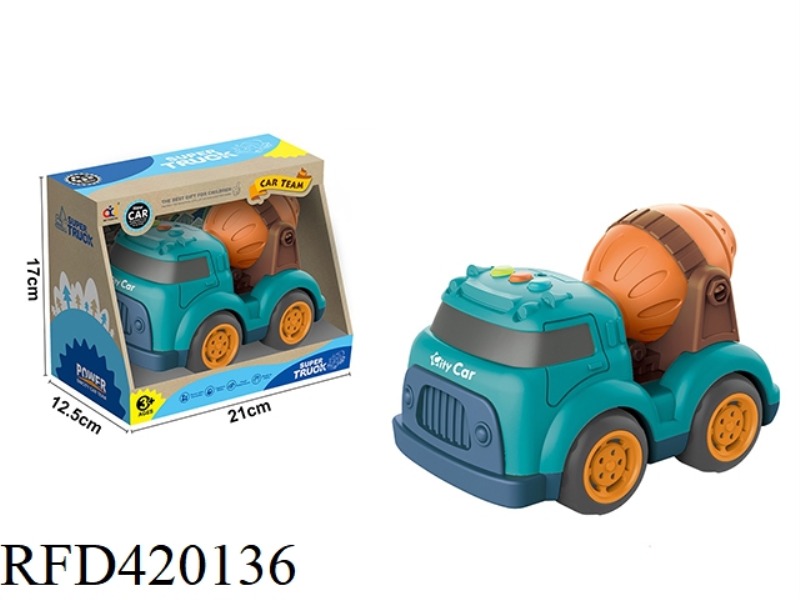 CARTOON SLIDING ENGINEERING VEHICLE WITH LIGHT AND MUSIC (MIXING TRUCK)