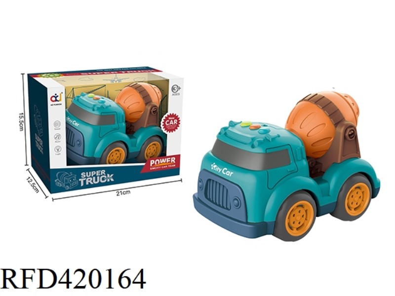 CARTOON SLIDING ENGINEERING VEHICLE WITH LIGHT AND MUSIC (MIXING TRUCK)