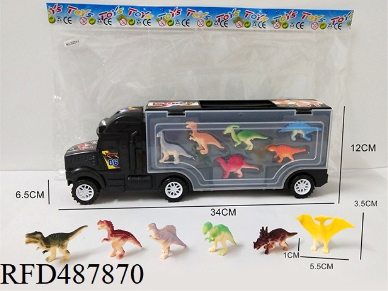 SIX DINOSAURS IN A HAND-HELD TRUCK
