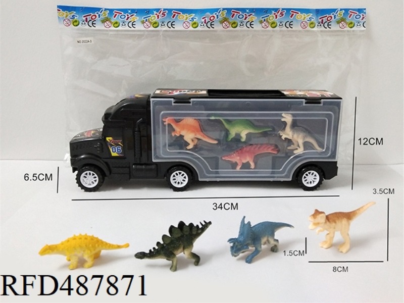 FOUR DINOSAURS IN A CARGO TRUCK