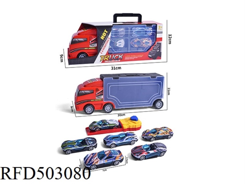 6 COASTING SPORTS CARS + LAUNCHER (AB) FOR PORTABLE CONTAINER VEHICLE